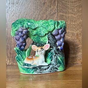 Vintage Kitschy Eyeliner Deer Ceramic Planter